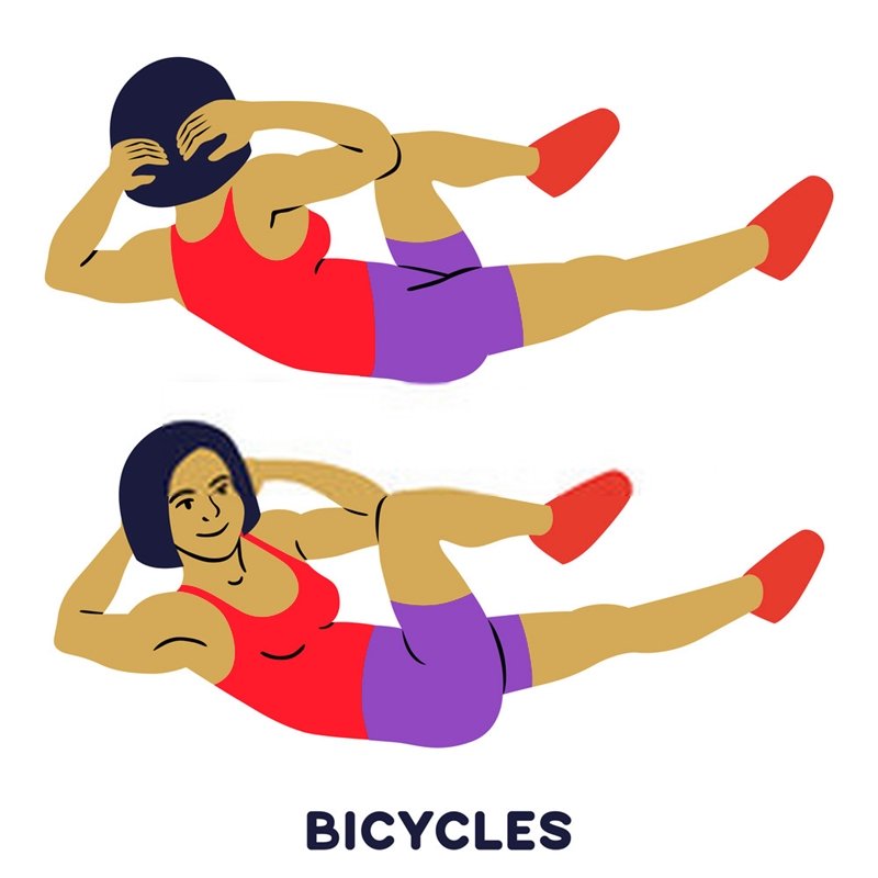 The Bicycle six packs. Women—despite training for six-pack abs—would not have a bulky physique since her body cannot produce enough amount testosterone that is needed to have huge muscles.